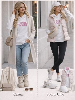 The North Face White Hoodie with Pink Logo Graphic